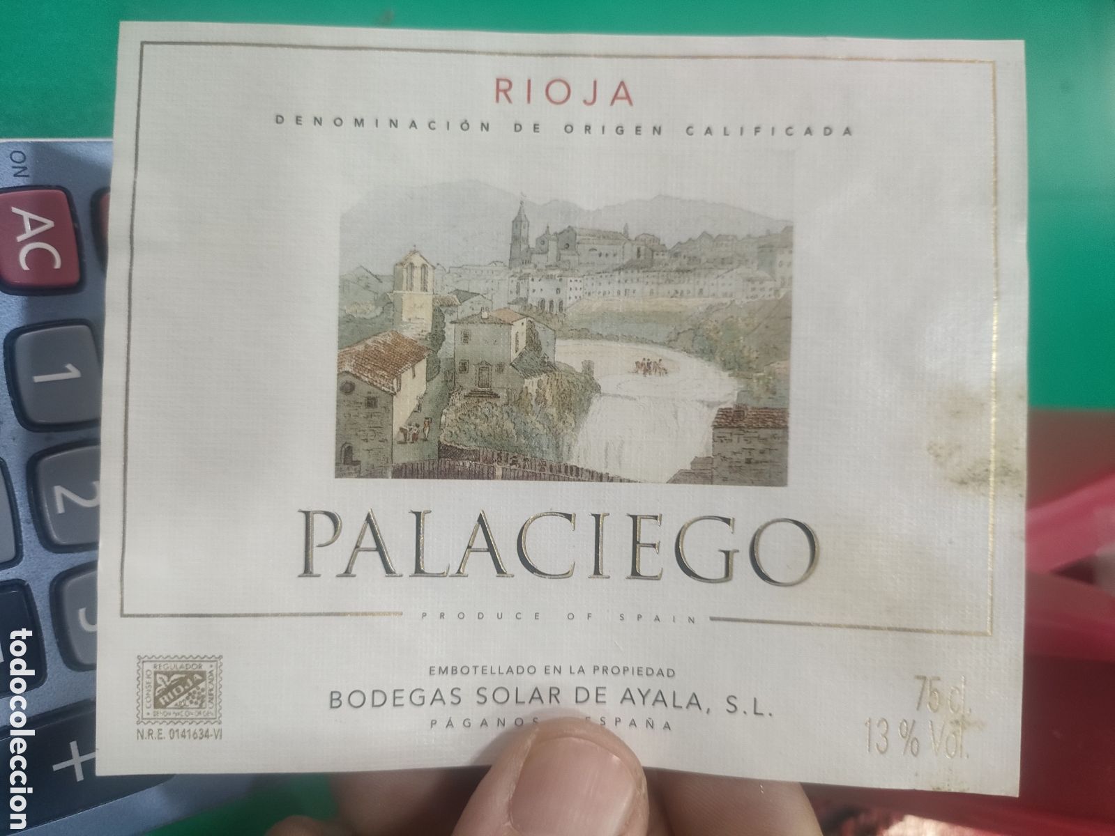 Etiquetas antiguas: Etiqueta PALACIEGO Rioja BODEGAS SOLAR DE AYALA estado el que se aprecia