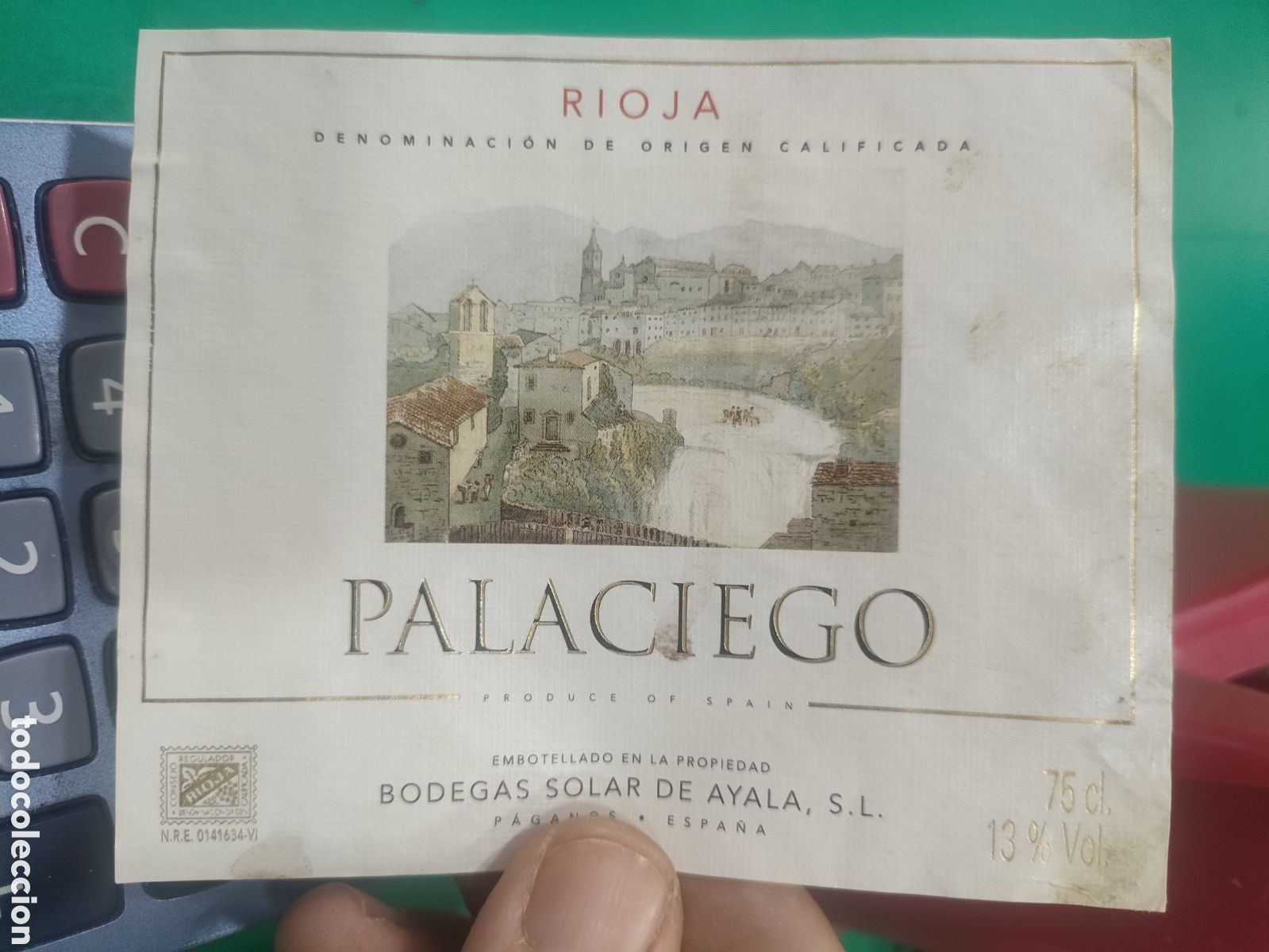 Etiquetas antiguas: Etiqueta PALACIEGO Rioja BODEGAS SOLAR DE AYALA estado el que se aprecia