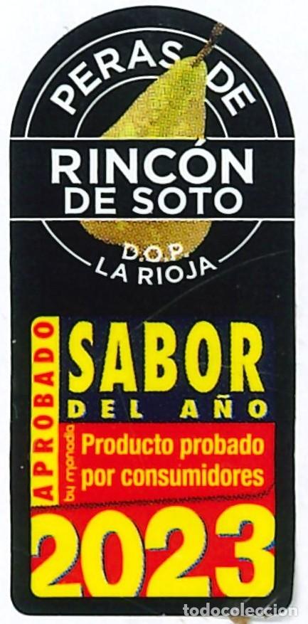 Etiquetas antiguas: ETIQUETA FRUTA - PERAS DE RINCON DE SOTO - D.O.P. LA RIOJA - SABOR DE ORIGEN 2023