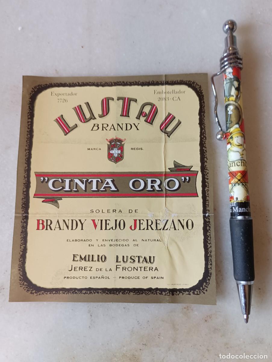 Etiquetas antiguas: Antigua etiqueta brandy lustau jerez cinta oro