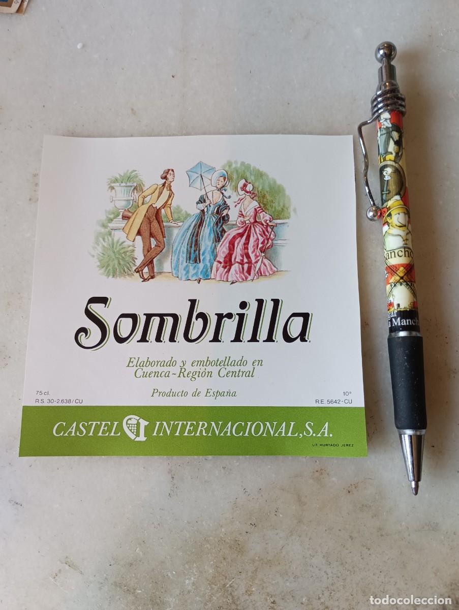 Etiquetas antiguas: Etiqueta vino sombrilla Cuenca