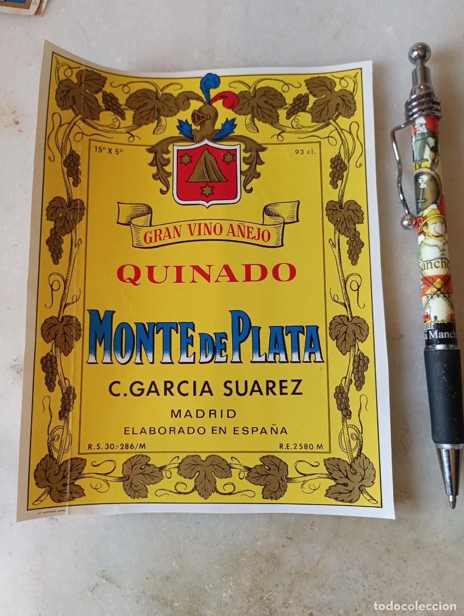 Etiquetas antiguas: Antigua etiqueta vino quina Madrid monte Plata