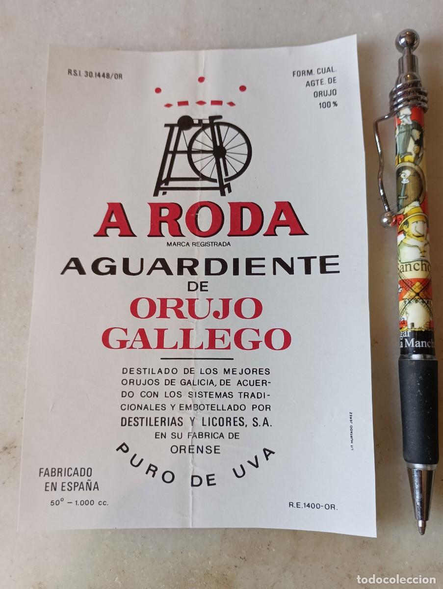 Etiquetas antiguas: Etiqueta aguardiente Orense a Roda