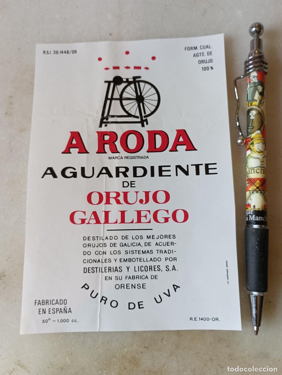 Etiquetas antiguas: Etiqueta aguardiente gallego a Roda
