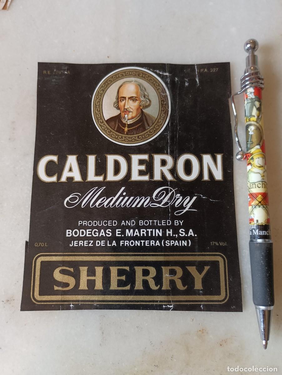Etiquetas antiguas: Etiqueta vino jerez Calder&oacute;n