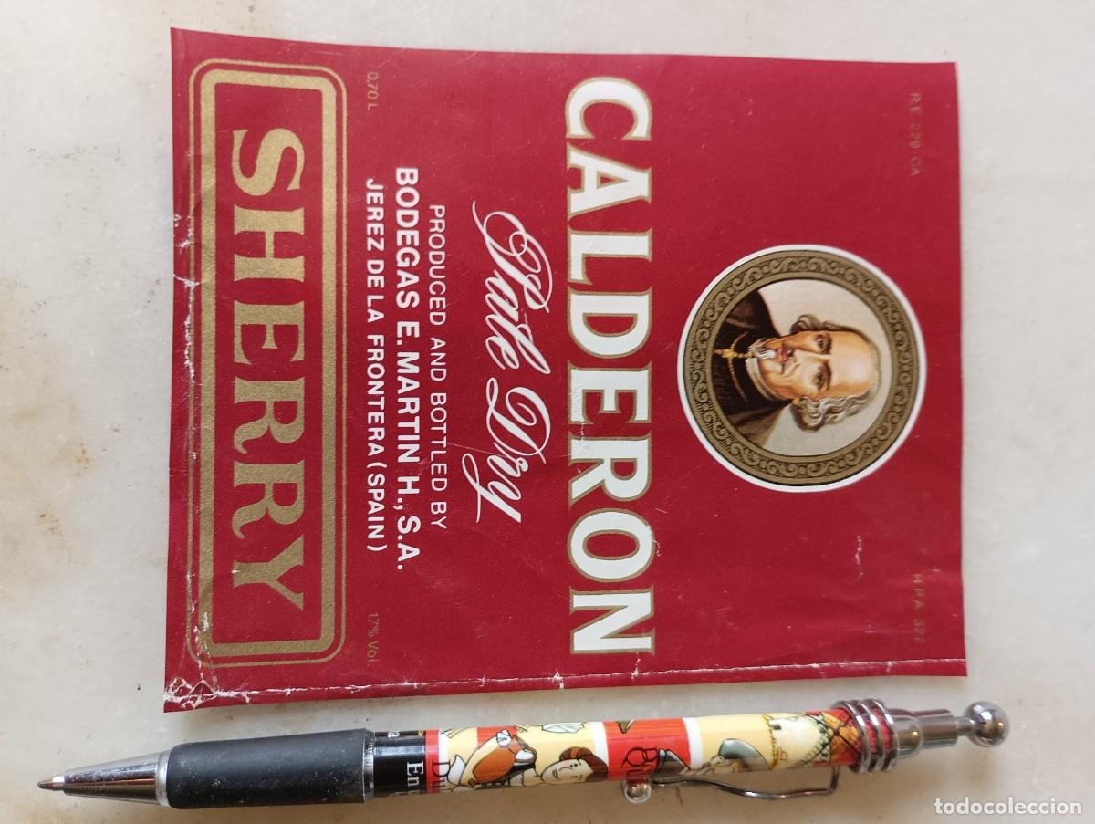 Etiquetas antiguas: Etiqueta vino jerez Calder&oacute;n