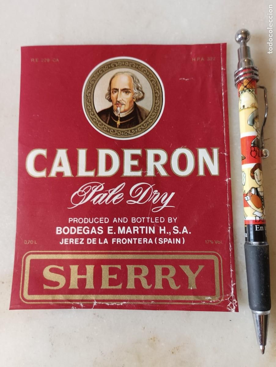 Etiquetas antiguas: Etiqueta vino jerez Calder&oacute;n