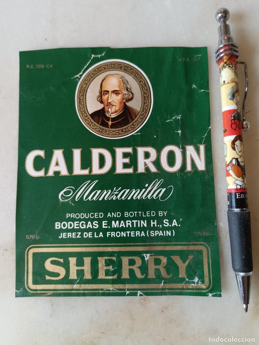 Etiquetas antiguas: Etiqueta vino jerez Calder&oacute;n