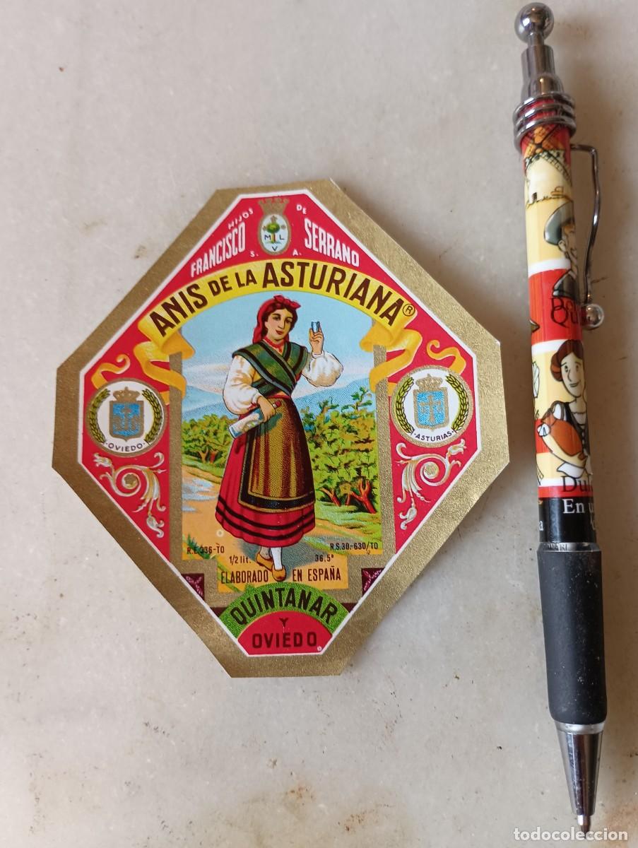 Etiquetas antiguas: Etiqueta anis asturiana Quintanar Oviedo