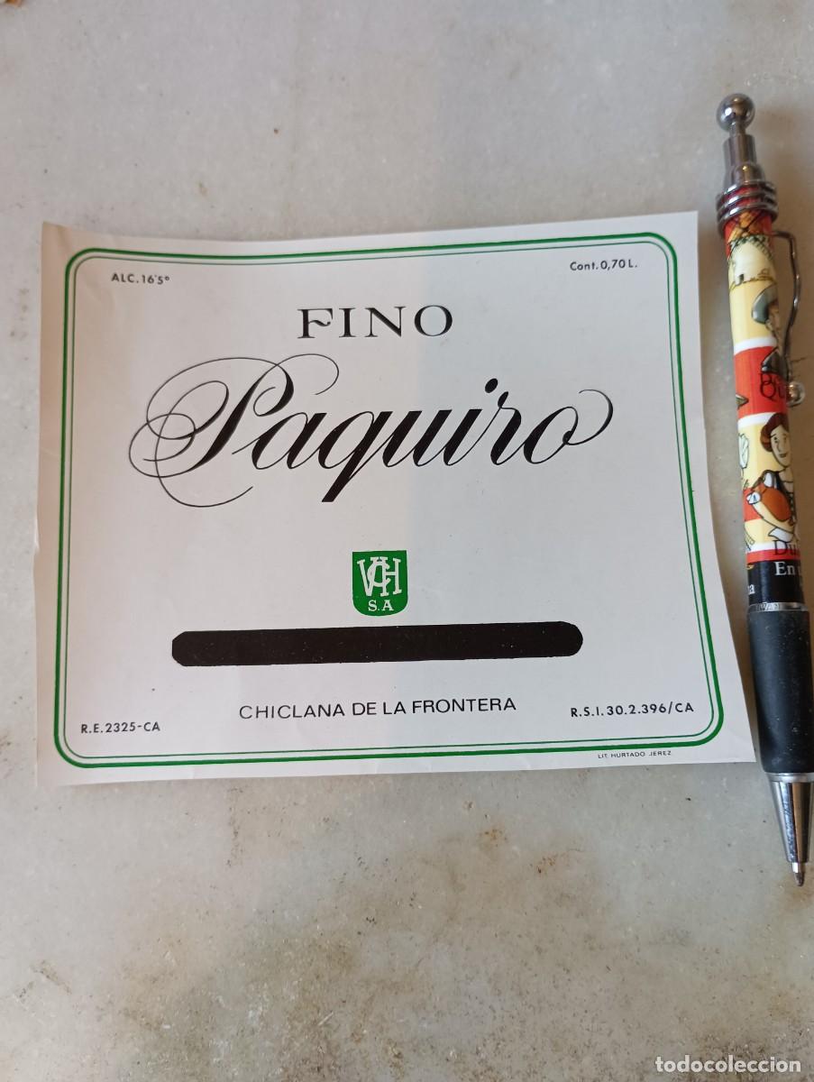 Etiquetas antiguas: Etiqueta vino Chiclana Paquiro