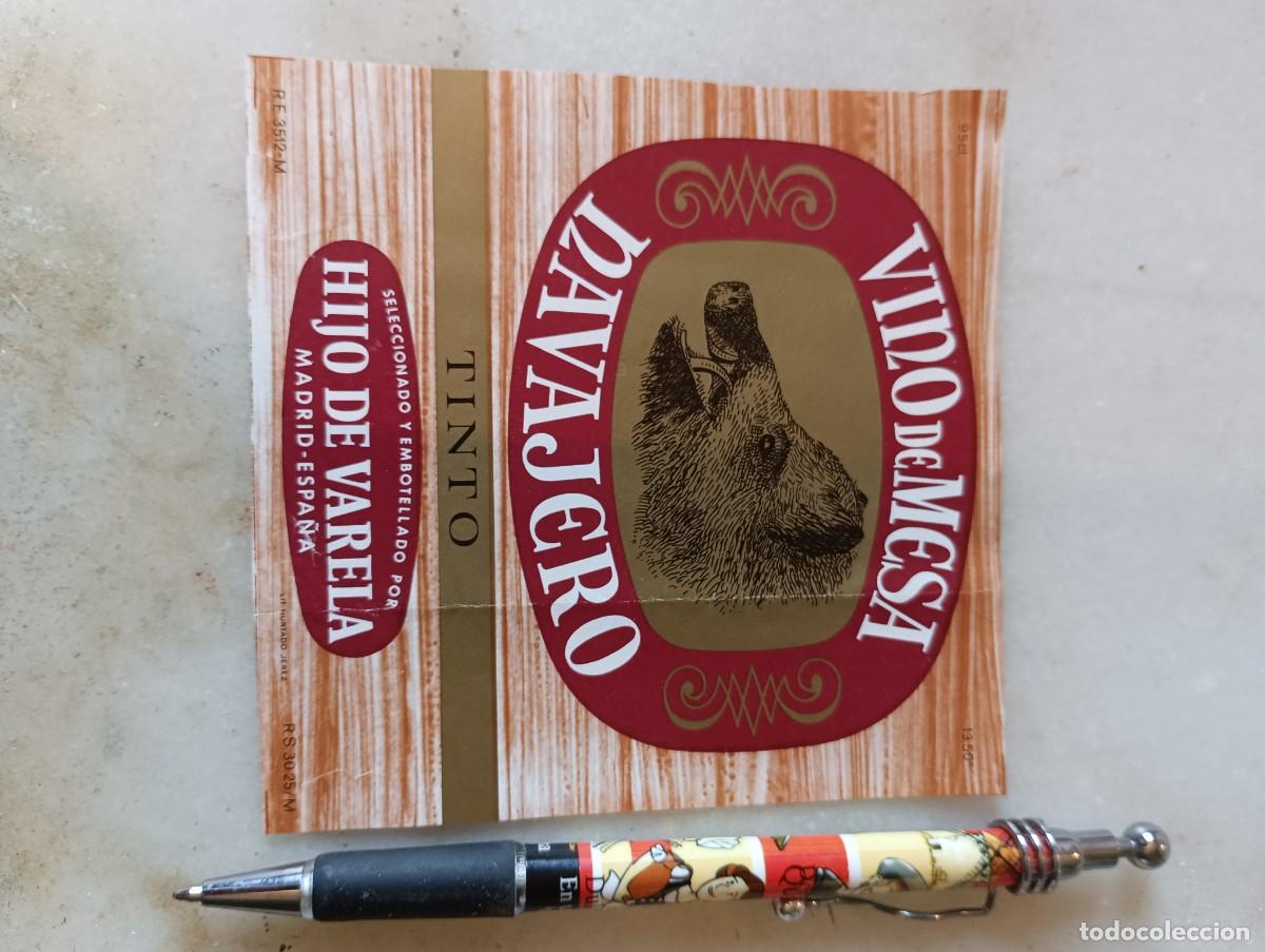 Etiquetas antiguas: Etiqueta vino tinto jabal&iacute; navajero Madrid