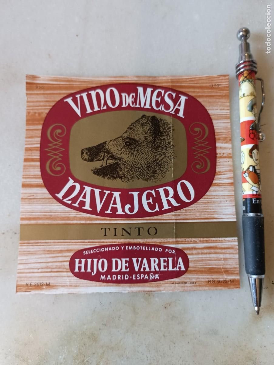 Etiquetas antiguas: Etiqueta vino tinto jabal&iacute; navajero Madrid