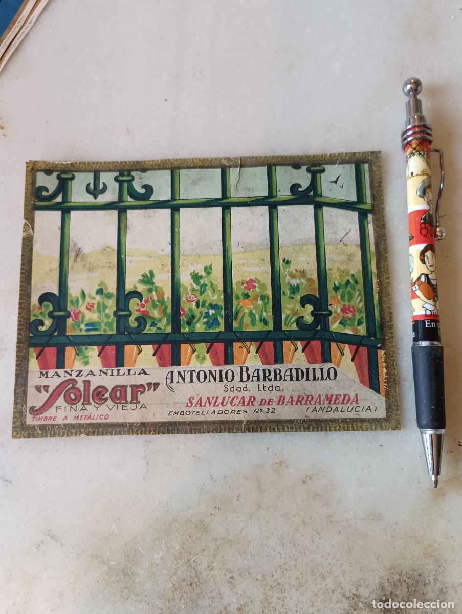 Etiquetas antiguas: Etiqueta manzana Sanl&uacute;car solear barbadillo