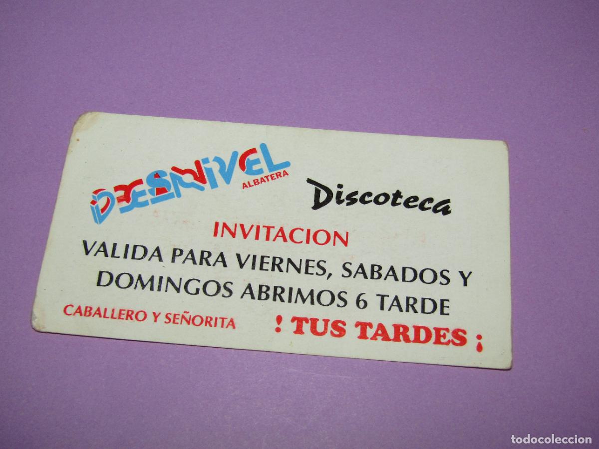 Etiquetas antiguas: Antigua Invitaci&oacute;n FLYER de la Discoteca Pub DESNIVEL de ALBATERA - A&ntilde;os 1990s.