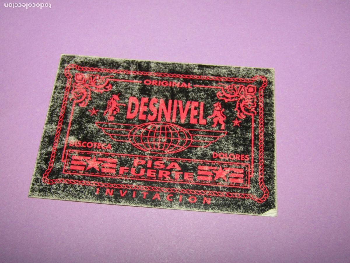Etiquetas antiguas: Antigua Invitaci&oacute;n FLYER de la Discoteca Pub DESNIVEL de ALBATERA - A&ntilde;os 1990s.