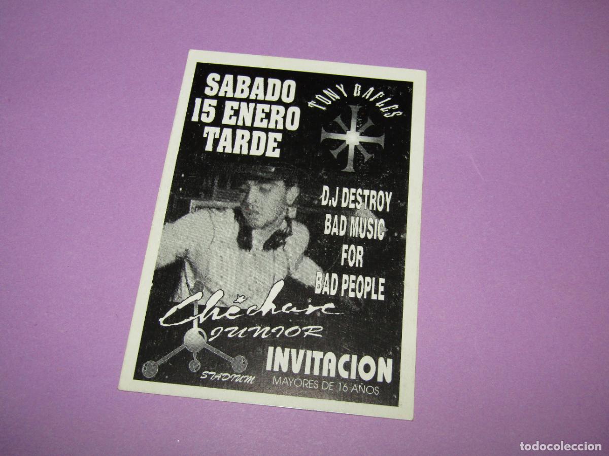 Etiquetas antiguas: Antigua Invitaci&oacute;n FLYER de la Discoteca Pub CHECHARE JUNIOR de ELCHE - A&ntilde;o 1994