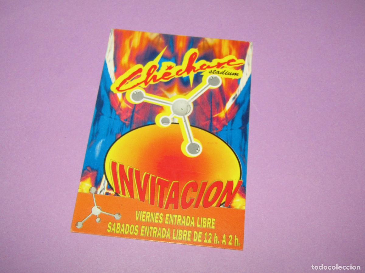 Etiquetas antiguas: Antigua Invitaci&oacute;n FLYER de la Discoteca Pub CHECHARE STADIUM de ELCHE - A&ntilde;o 1990s.