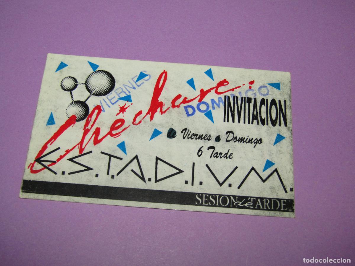 Etiquetas antiguas: Antigua Invitaci&oacute;n FLYER de la Discoteca Pub CHECHARE STADIUM de ELCHE - A&ntilde;o 1990s.