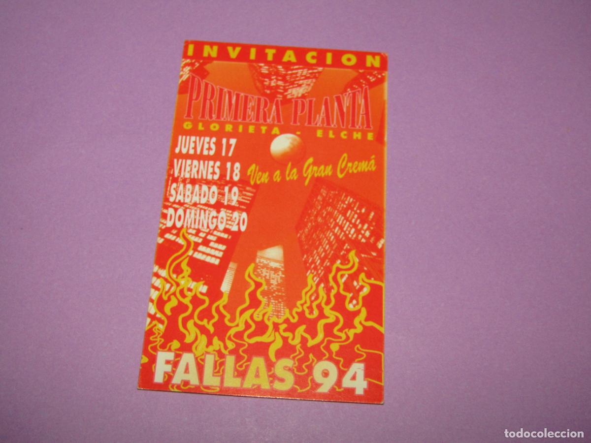 Etiquetas antiguas: Antigua Invitaci&oacute;n FLYER de la Discoteca PRIMERA PLANTA Glorieta ELCHE - A&ntilde;o 1994