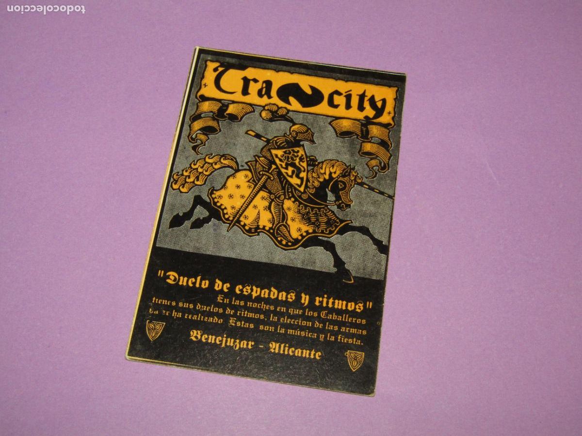 Etiquetas antiguas: Antigua Invitaci&oacute;n FLYER Entrada de la Discoteca TRANCITY en BENEJUZAR Alicante - A&ntilde;o 1990s.