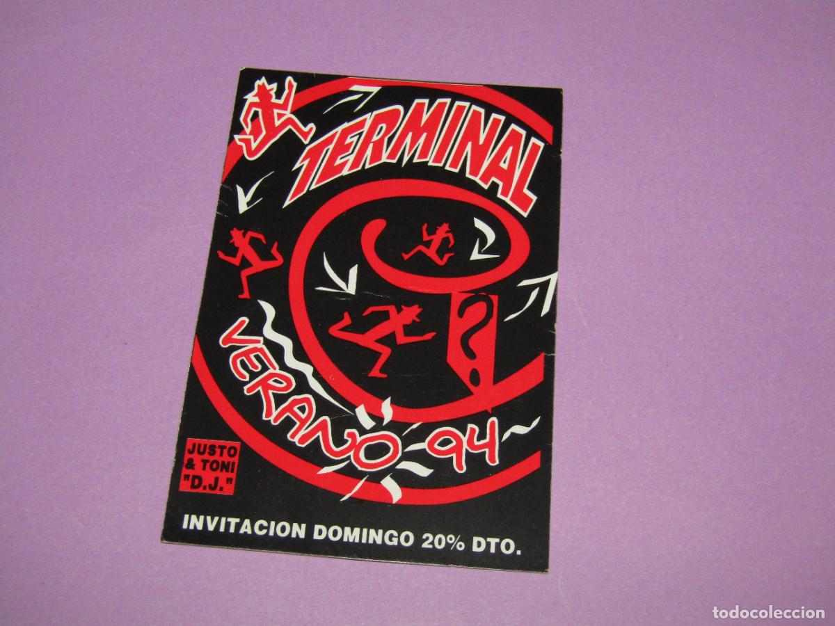 Etiquetas antiguas: Antigua Invitaci&oacute;n FLYER Entrada de la Discoteca TERMINAL Elche - A&ntilde;o 1994