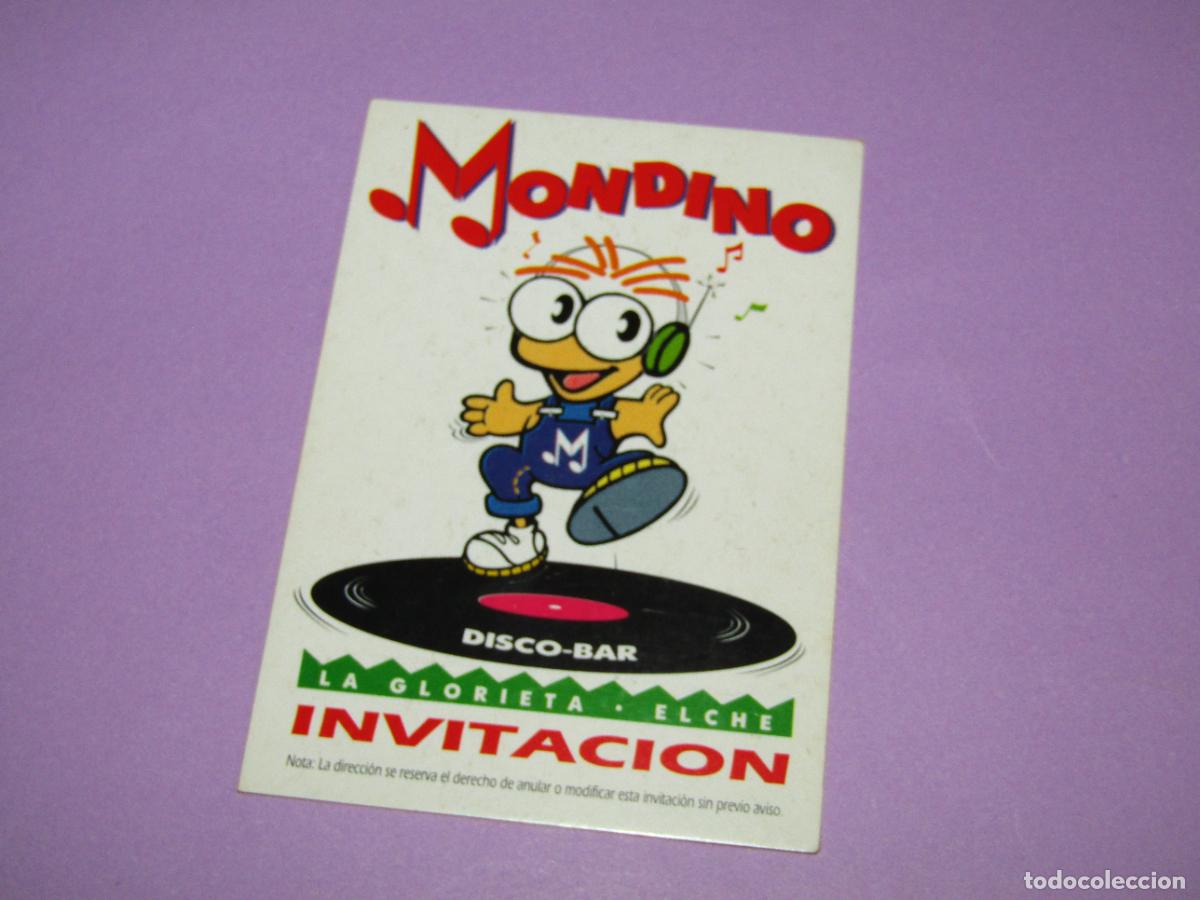 Etiquetas antiguas: Antigua Invitaci&oacute;n FLYER Entrada de la Discoteca MONDINO La Glorieta Elche - A&ntilde;o 1990s.