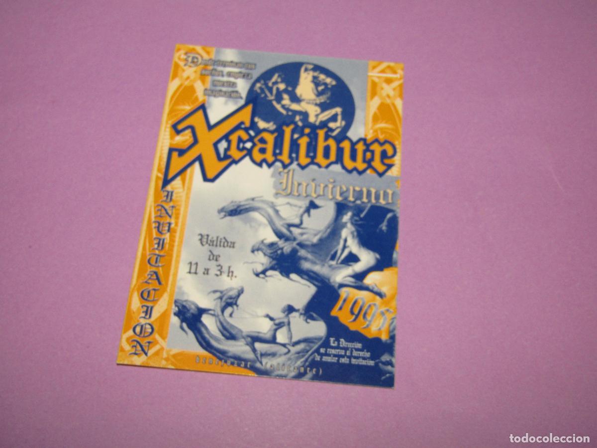 Etiquetas antiguas: Antigua Invitaci&oacute;n FLYER Entrada de la Discoteca XCALIBUR de Benejuzar Alicante - A&ntilde;o 1995
