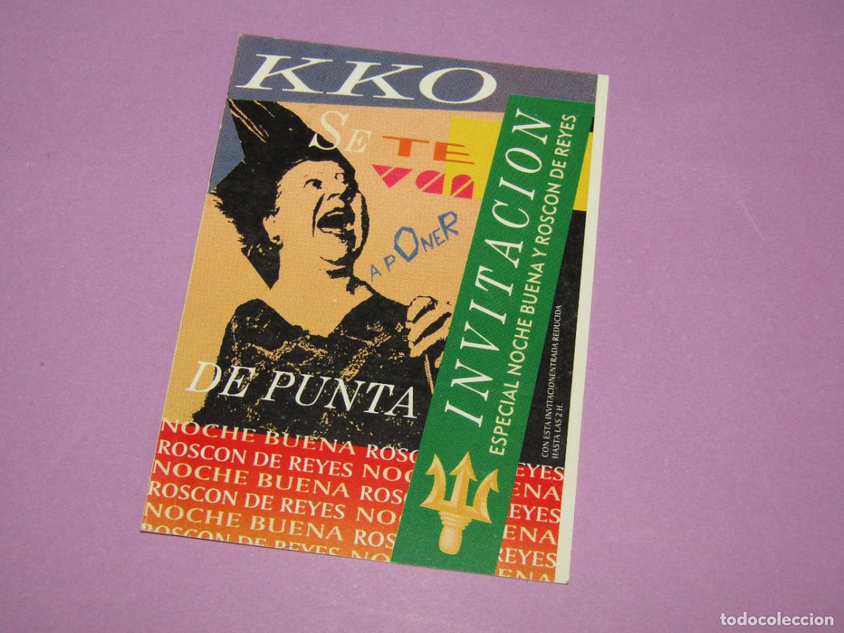 Etiquetas antiguas: Antigua Invitaci&oacute;n FLYER Entrada de la Discoteca KKO Torrevieja - A&ntilde;o 1990s.