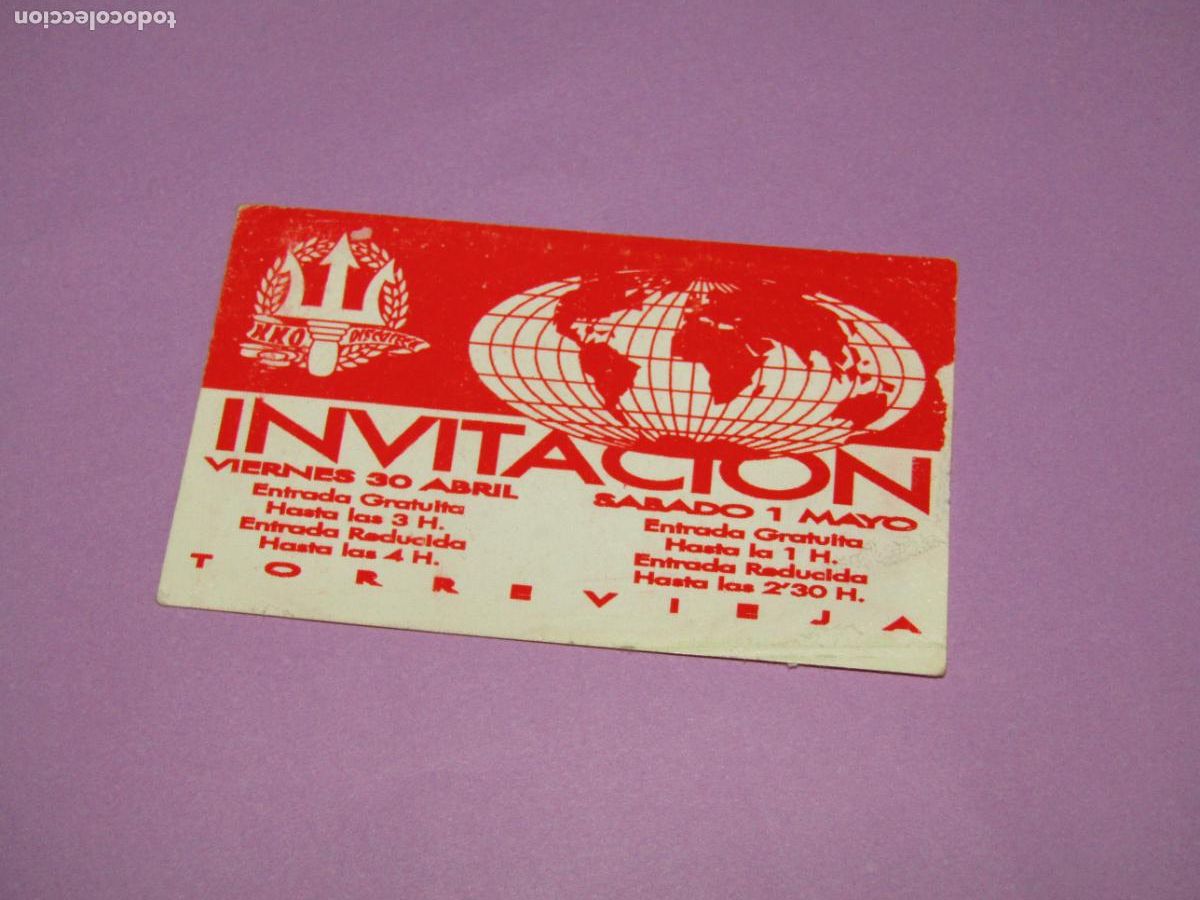 Etiquetas antiguas: Antigua Invitaci&oacute;n FLYER Entrada de la Discoteca KKO Torrevieja - A&ntilde;o 1990s.