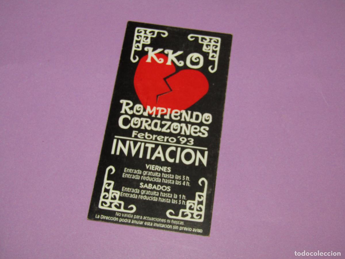 Etiquetas antiguas: Antigua Invitaci&oacute;n FLYER Entrada de la Discoteca KKO Torrevieja - A&ntilde;o 1993