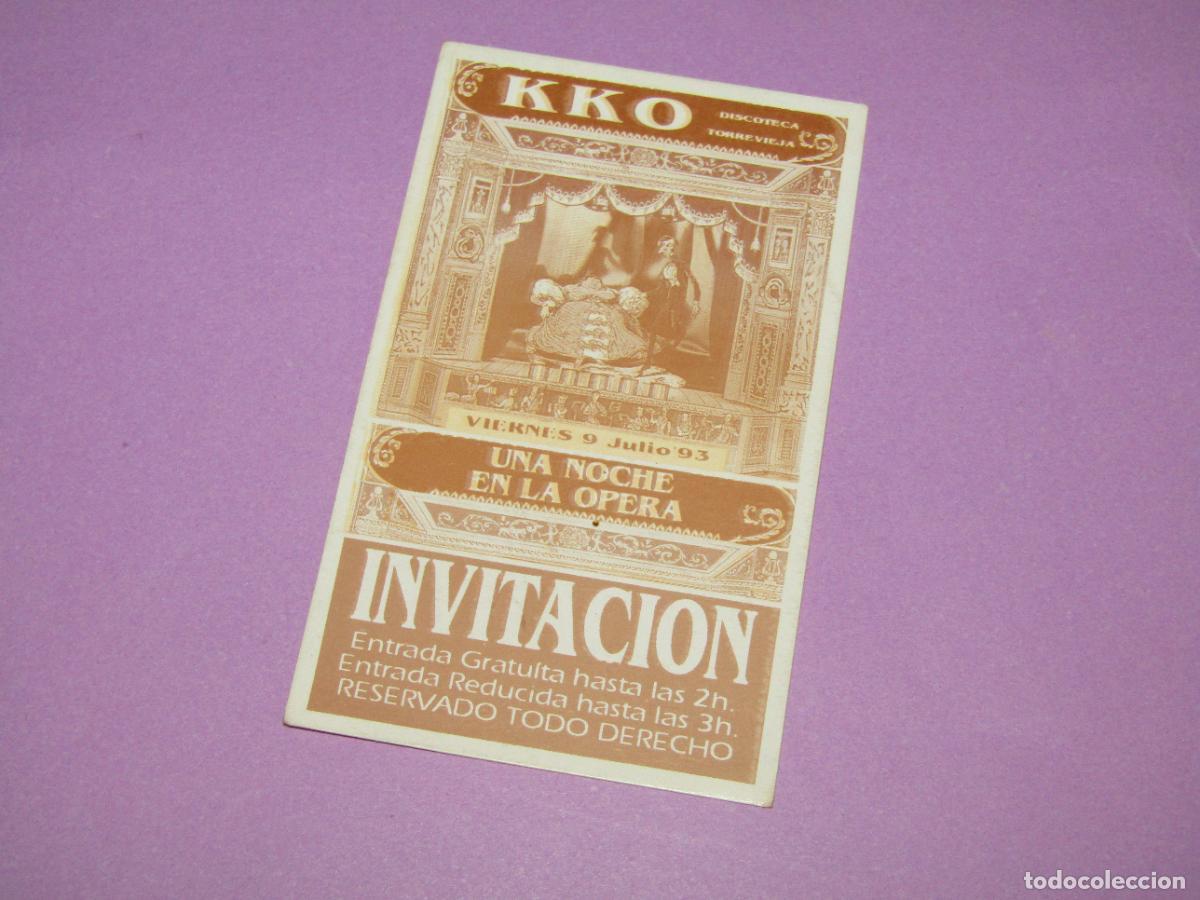 Etiquetas antiguas: Antigua Invitaci&oacute;n FLYER Entrada de la Discoteca KKO Torrevieja - A&ntilde;o 1993