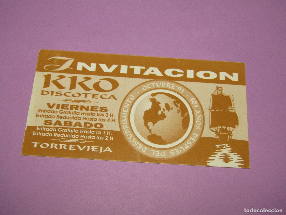 Etiquetas antiguas: Antigua Invitaci&oacute;n FLYER Entrada de la Discoteca KKO Torrevieja - A&ntilde;o 1990s.