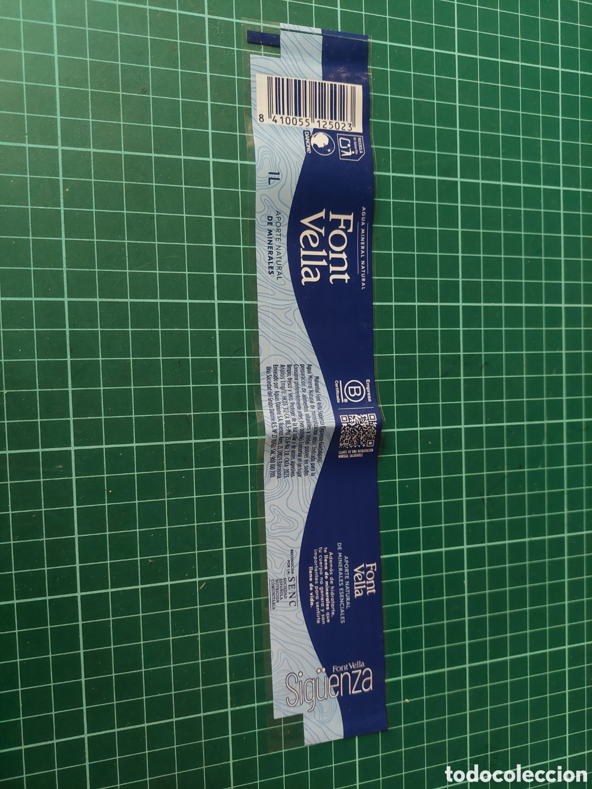 Etiquetas antiguas: ETIQUETA FONT VELLA 1 L AGUA MINERAL NATURAL BARCELONA