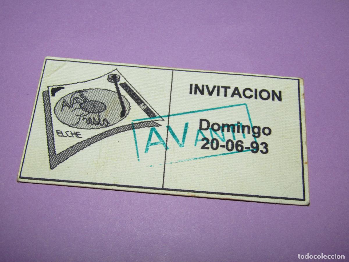 Etiquetas antiguas: Antigua Invitaci&oacute;n FLYER Entrada de la Discoteca AVANTI de ELCHE - A&ntilde;o 1993