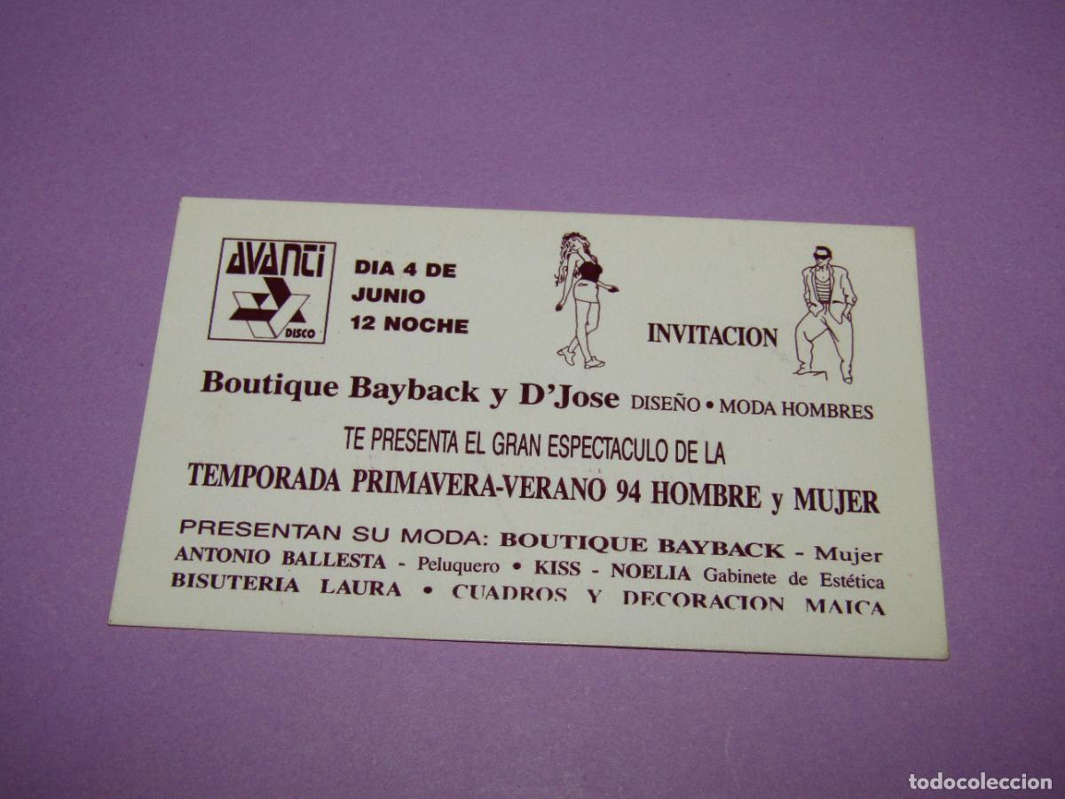 Etiquetas antiguas: Antigua Invitaci&oacute;n FLYER Entrada de la Discoteca AVANTI de ELCHE - A&ntilde;o 1994