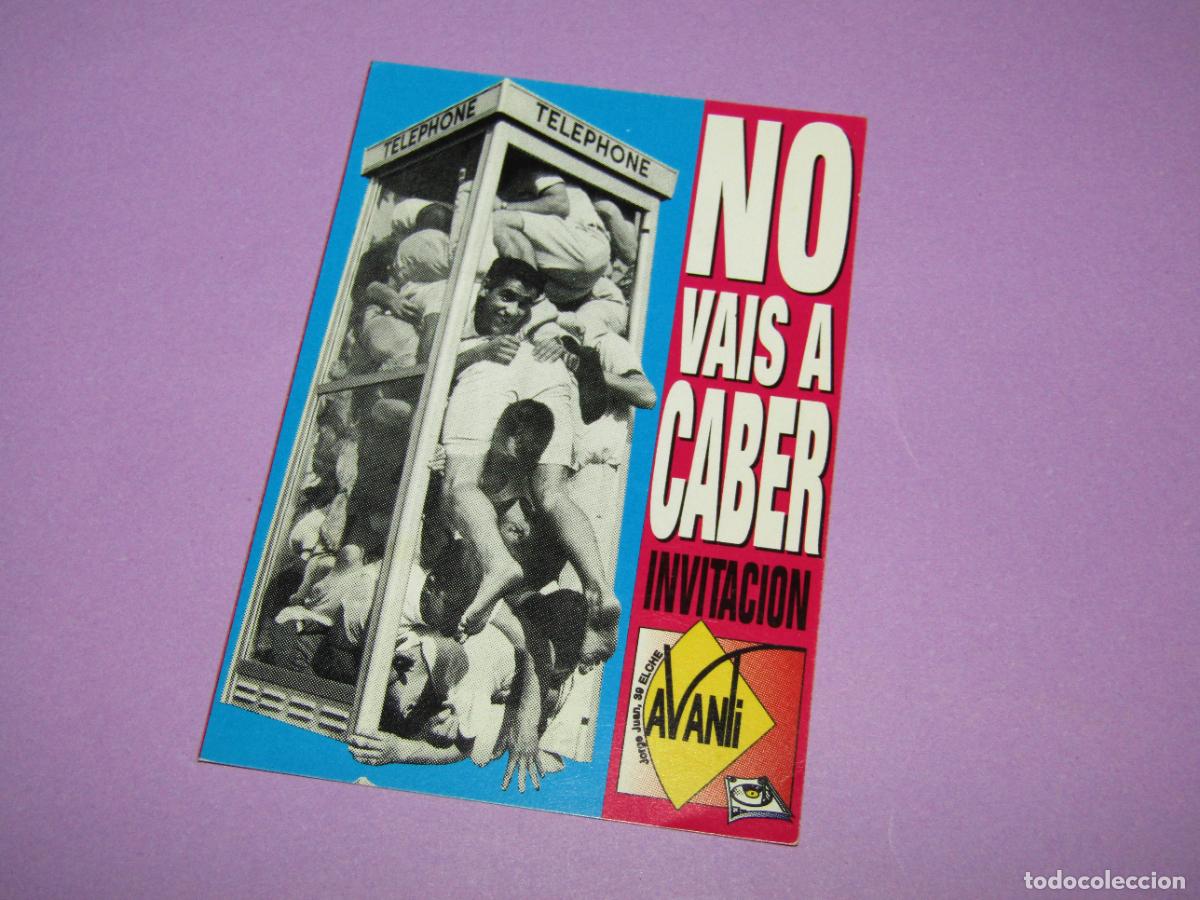 Etiquetas antiguas: Antigua Invitaci&oacute;n FLYER Entrada de la Discoteca AVANTI de ELCHE - A&ntilde;o 1990s.