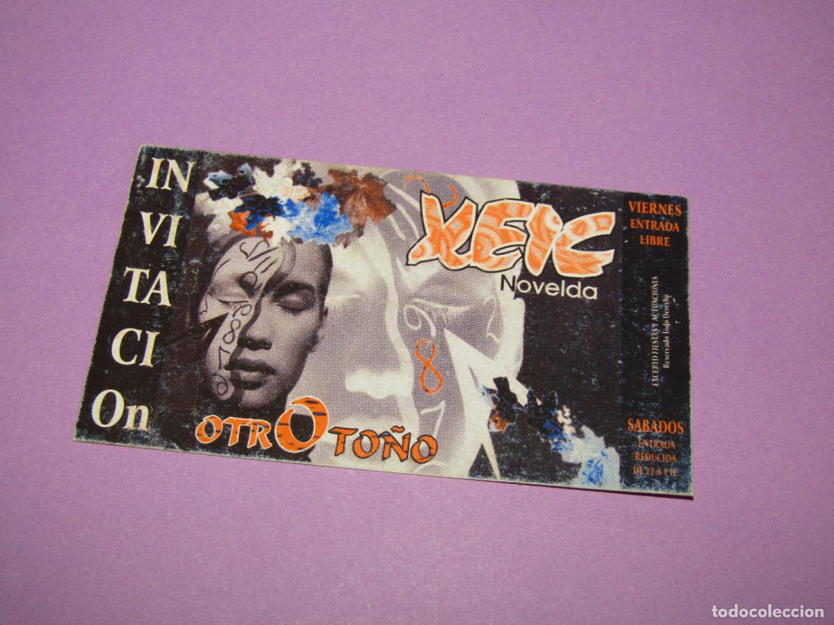 Etiquetas antiguas: Antigua Invitaci&oacute;n FLYER Entrada de la Discoteca XEIC de NOVELDA - A&ntilde;o 1990s.