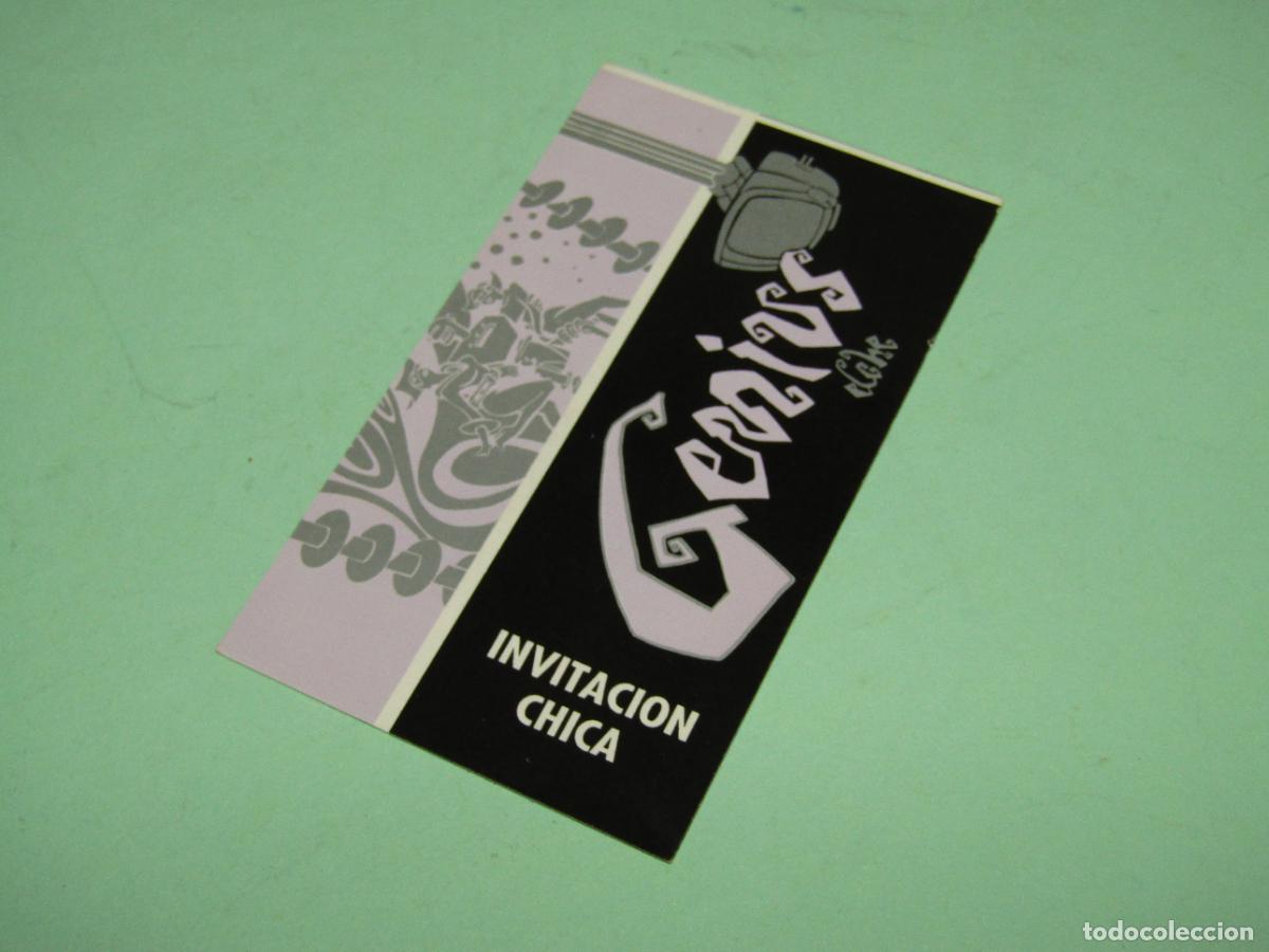 Etiquetas antiguas: Antigua Invitaci&oacute;n FLYER Entrada de la Discoteca GENIUS de ELCHE- A&ntilde;o 1990s.