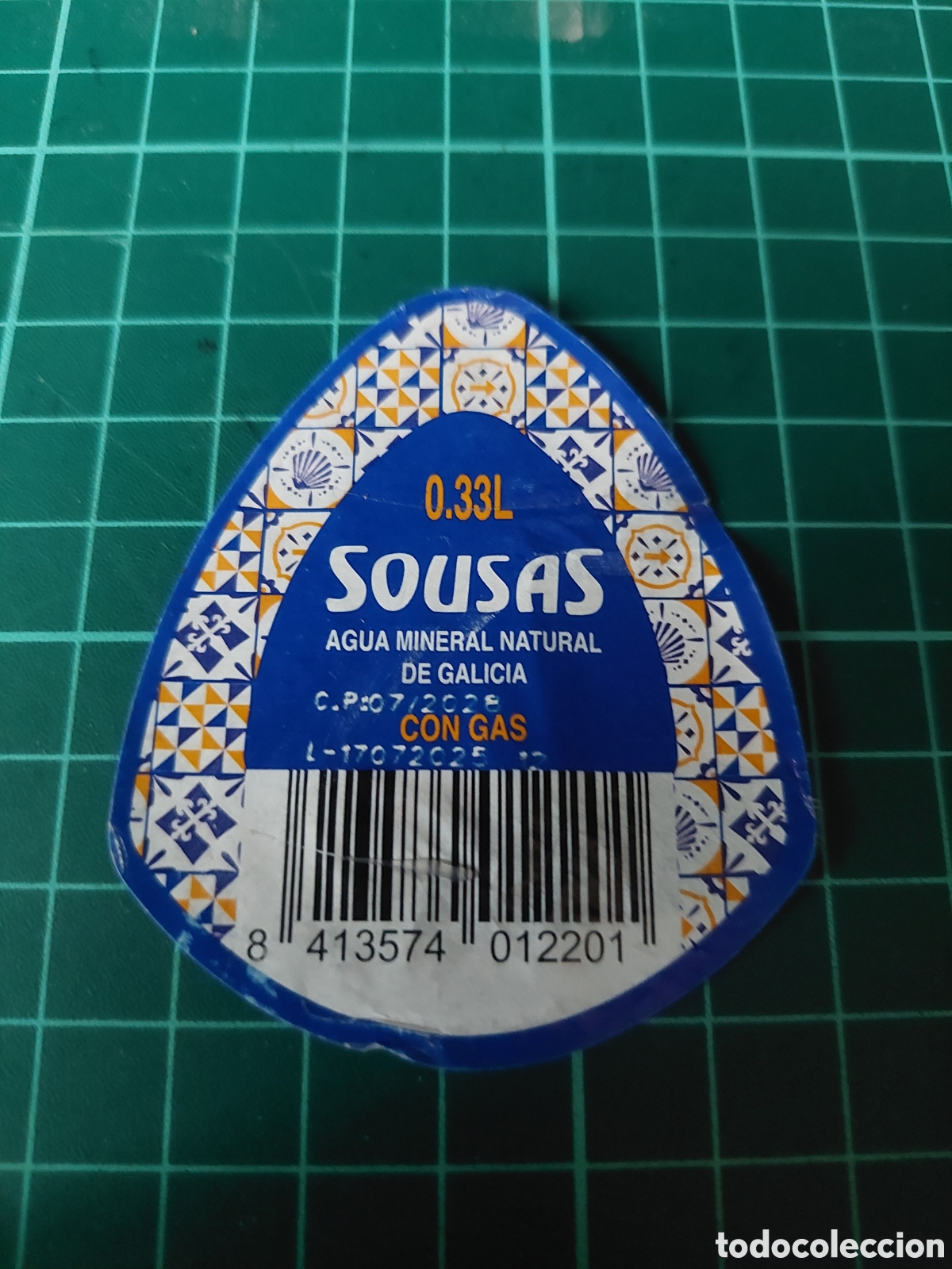 Etiquetas antiguas: Etiqueta Sousas agua mineral natural con gas Galicia Espa&ntilde;a