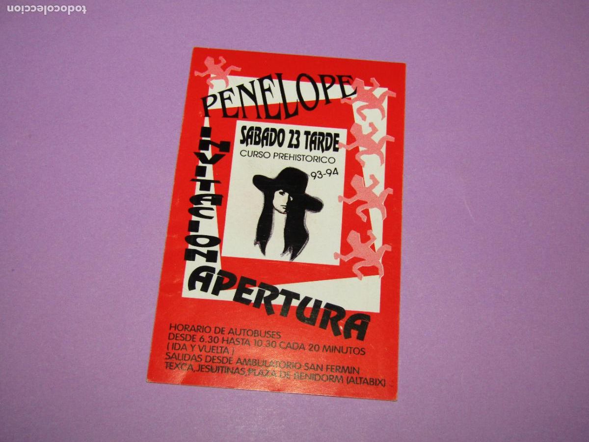 Etiquetas antiguas: Antigua Invitaci&oacute;n FLYER Entrada de la Discoteca PENELOPE STADIUM de ELCHE- A&ntilde;o 1993-94