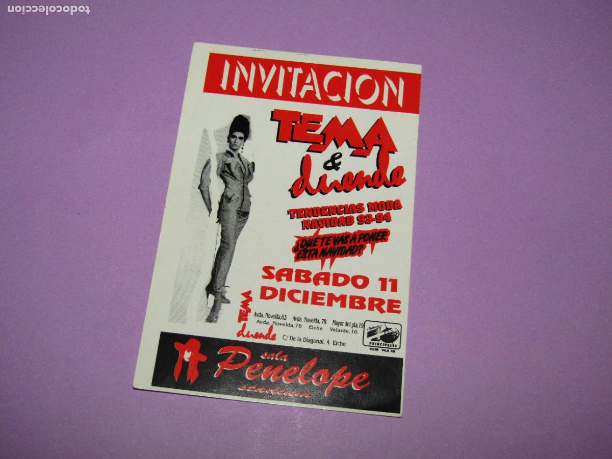 Etiquetas antiguas: Antigua Invitaci&oacute;n FLYER Entrada de la Discoteca PENELOPE STADIUM de ELCHE- A&ntilde;o 1990s.