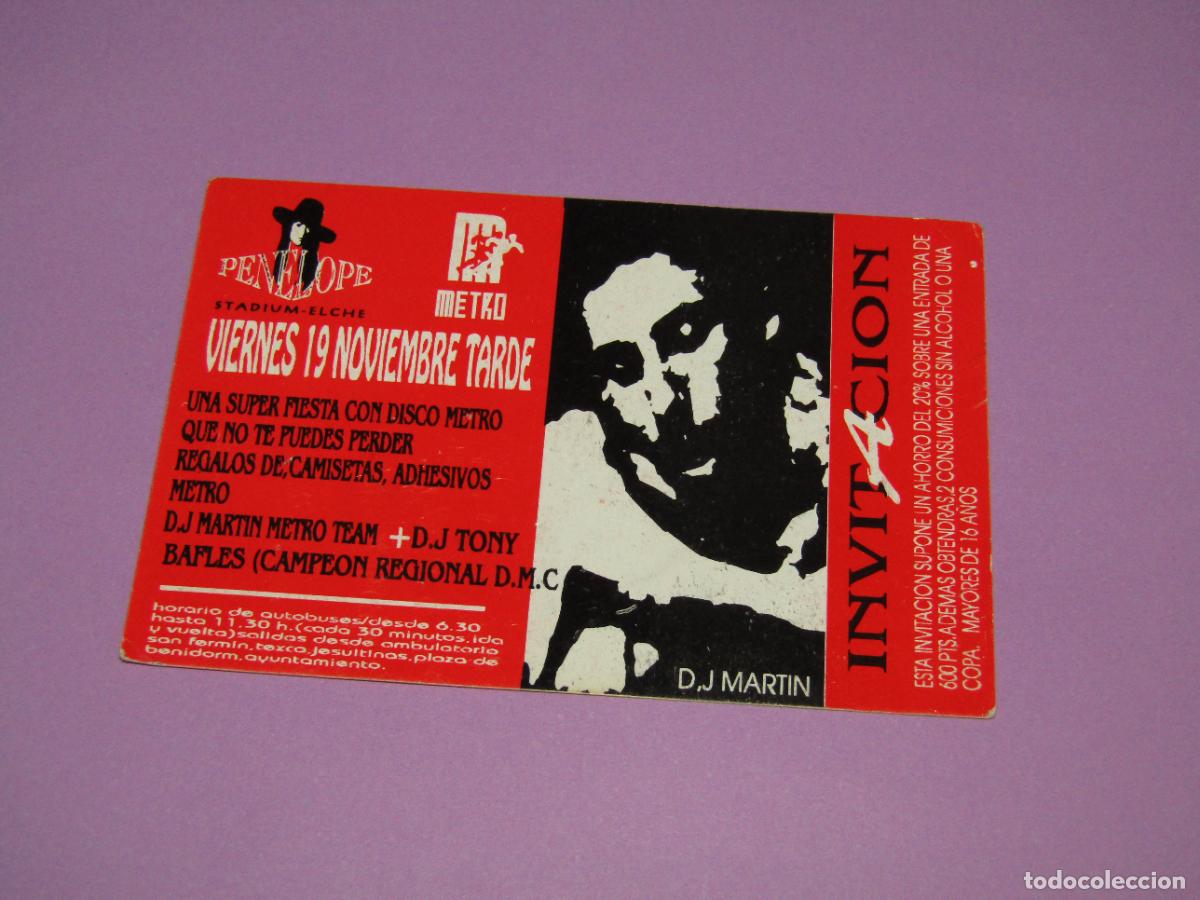 Etiquetas antiguas: Antigua Invitaci&oacute;n FLYER Entrada de la Discoteca PENELOPE STADIUM de ELCHE - A&ntilde;o 1990s.