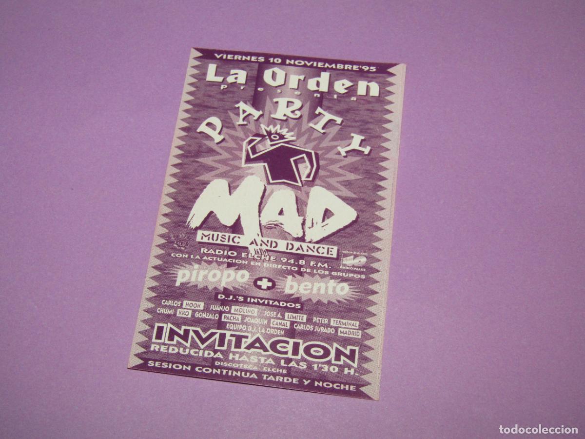 Etiquetas antiguas: Antigua Invitaci&oacute;n FLYER Entrada de la Discoteca LA ORDEN de ELCHE - A&ntilde;o 1995