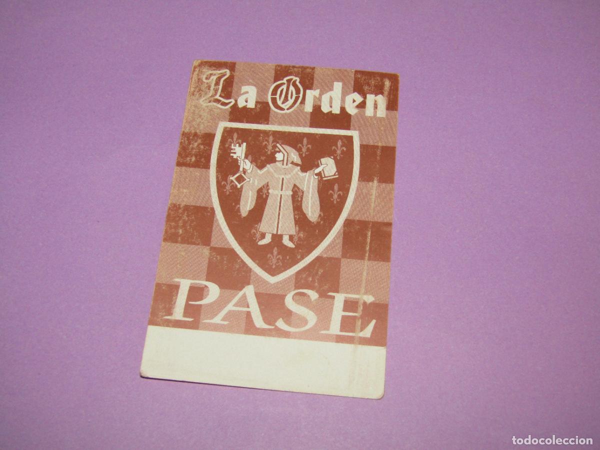 Etiquetas antiguas: Antigua Invitaci&oacute;n FLYER Entrada de la Discoteca LA ORDEN de ELCHE - A&ntilde;o 1990s.