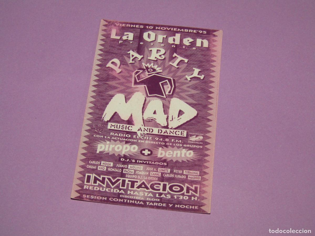 Etiquetas antiguas: Antigua Invitaci&oacute;n FLYER Entrada de la Discoteca LA ORDEN de ELCHE - A&ntilde;o 1995