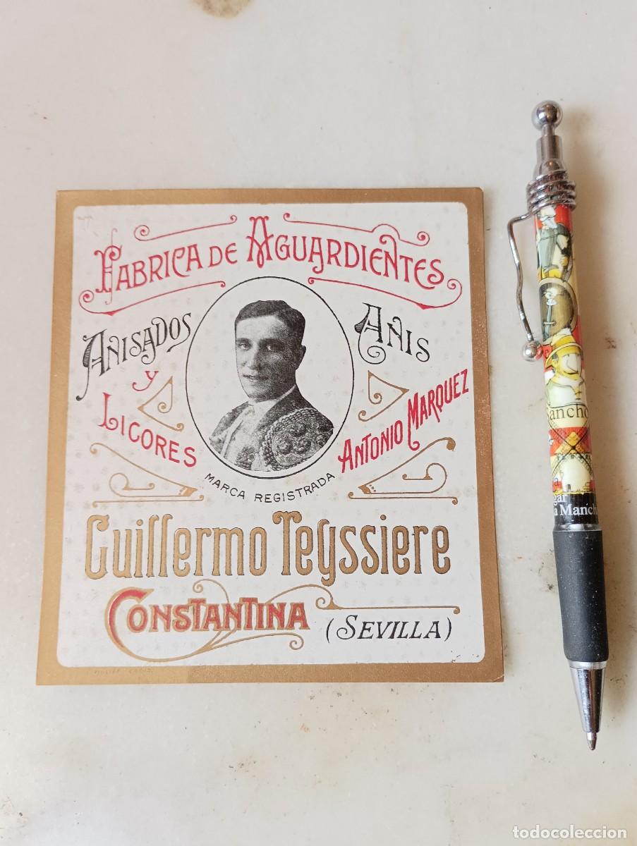 Etiquetas antiguas: Antigua etiqueta anis torero constantina Guillermo teyssiere