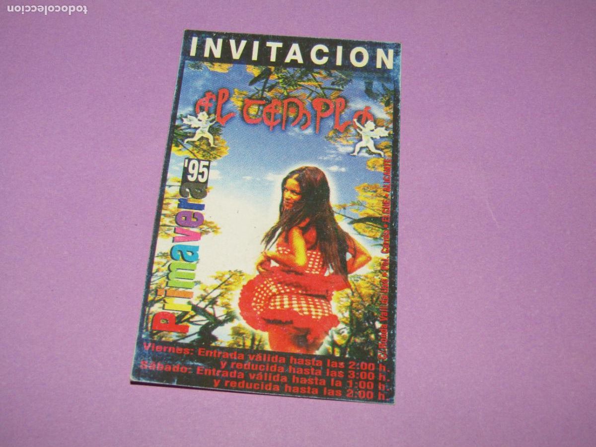 Etiquetas antiguas: Antigua Invitaci&oacute;n FLYER Entrada de la Discoteca EL TEMPLO de ELCHE - A&ntilde;o 1990s.