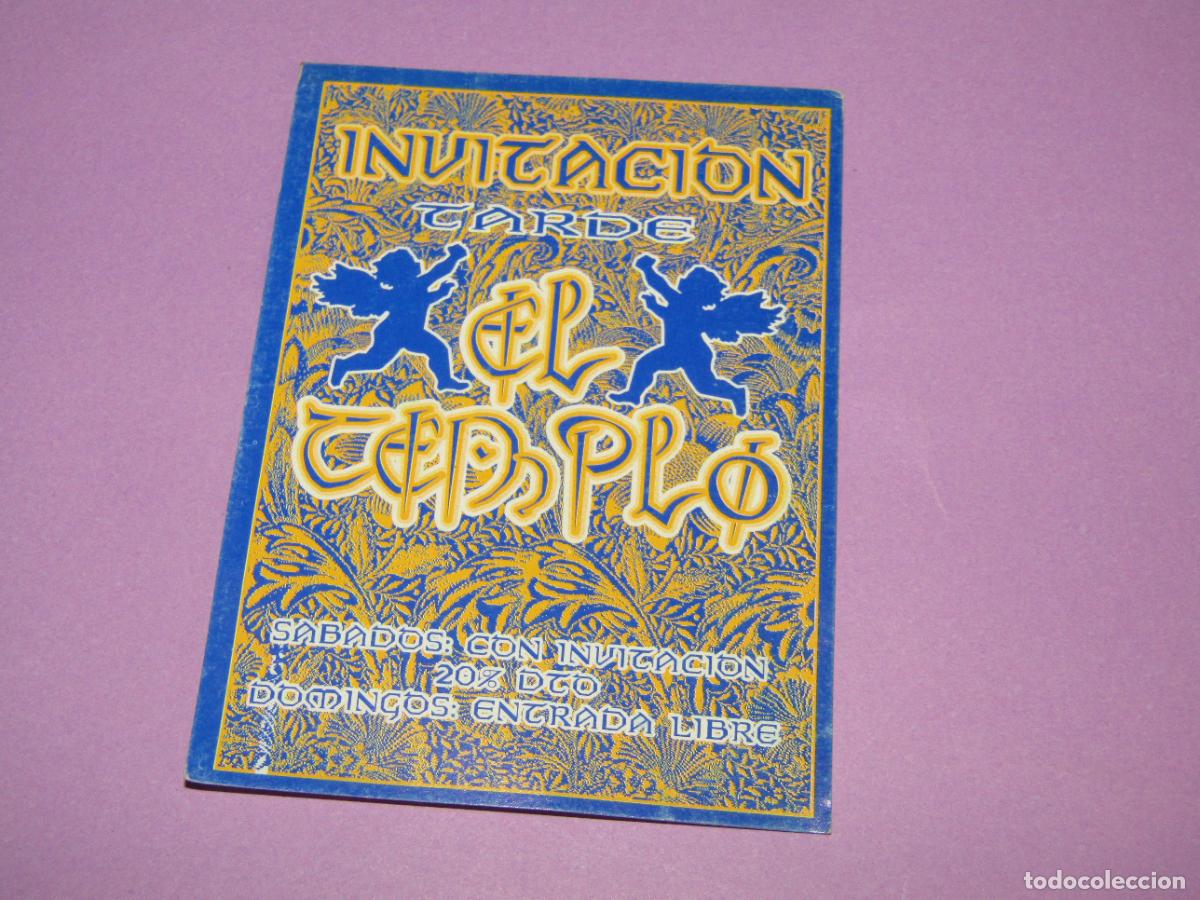 Etiquetas antiguas: Antigua Invitaci&oacute;n FLYER Entrada de la Discoteca EL TEMPLO de ELCHE - A&ntilde;o 1990s.