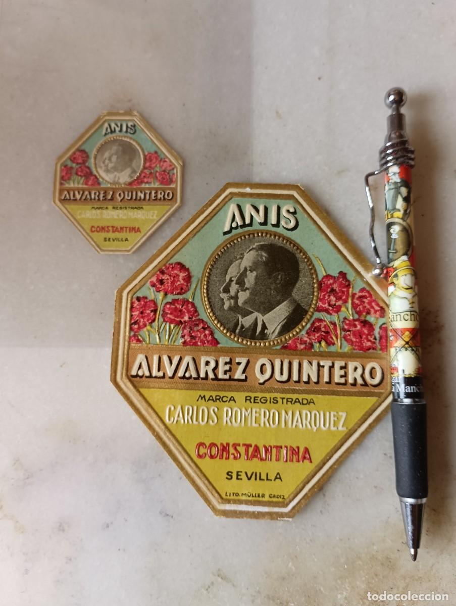 Etiquetas antiguas: Lote etiquetas anis constantina &Aacute;lvarez Quintero