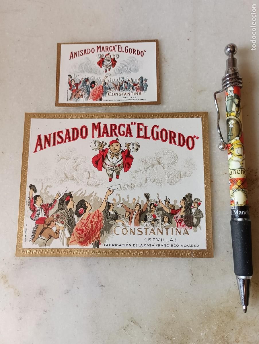 Etiquetas antiguas: Lote etiquetas el gordo an&iacute;s constantina